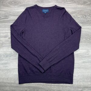 Everlane Sweater Mens Medium Purple Merino Wool V Neck Pullover Casual Preppy